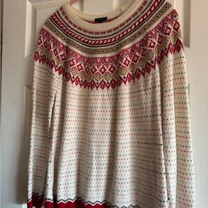 Talbots Red and Cream Fair Isle Sweater